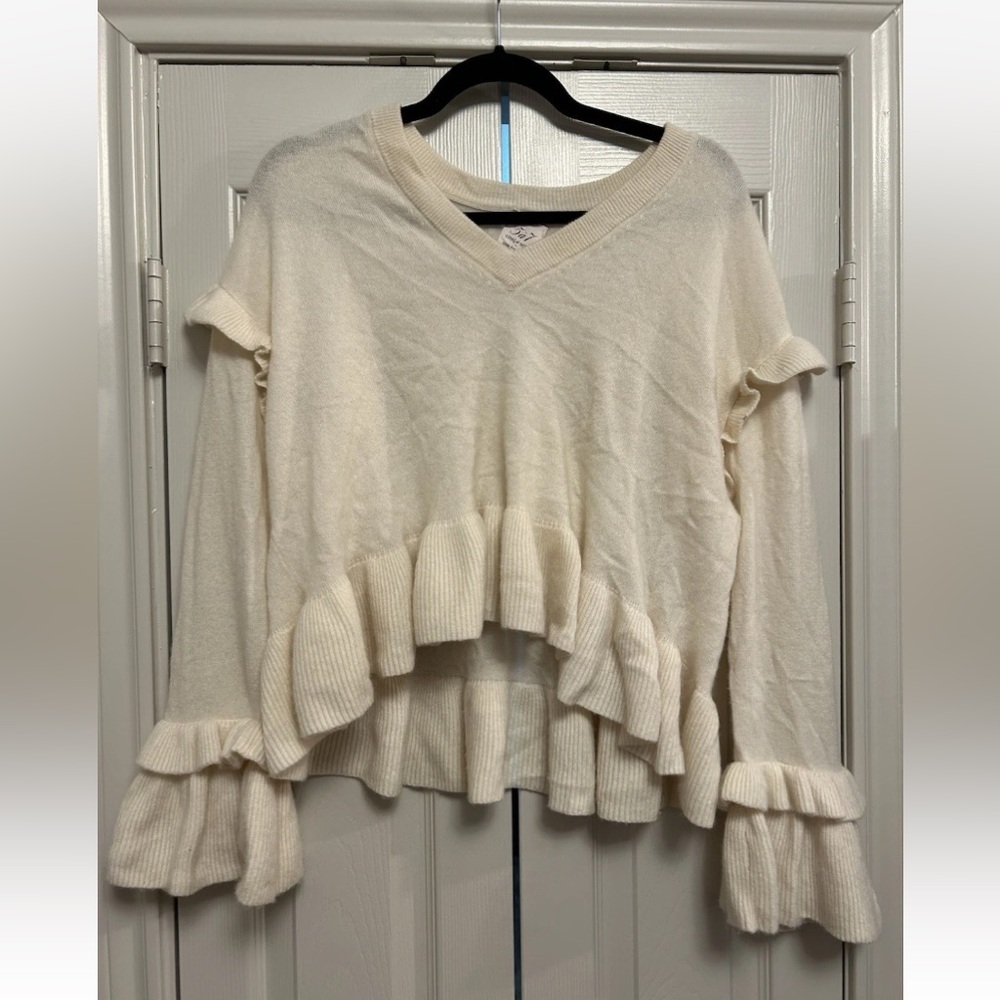 Good Condition - Cinq A Sept Cashmere Cropped Cream Sweater- Size S